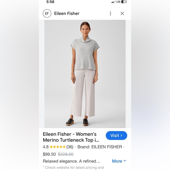 EILEEN FISHER MERINO WOOL TURTLENECK SWEATER VEST SLEEVELESS WOMENS GRAY SZ MED - Picture 2 of 12